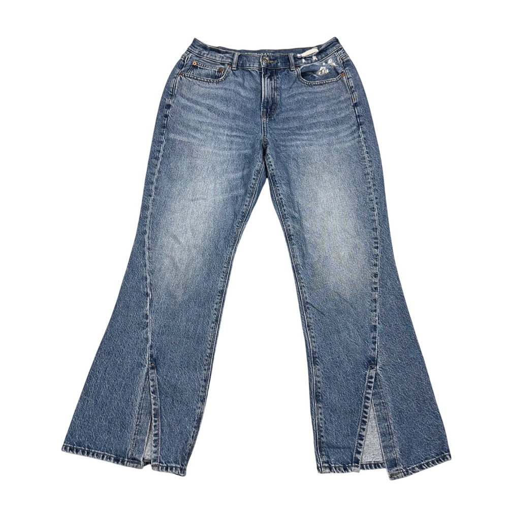 American Eagle Blue 90s Bootcut Split Hem High Rise Jeans Medium Wash Sz 10